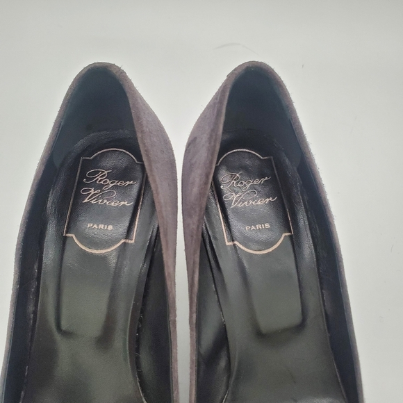 Roger Vivier Trompette Belle Pumps in Grey Suede Heels 38 - Picture 6 of 16